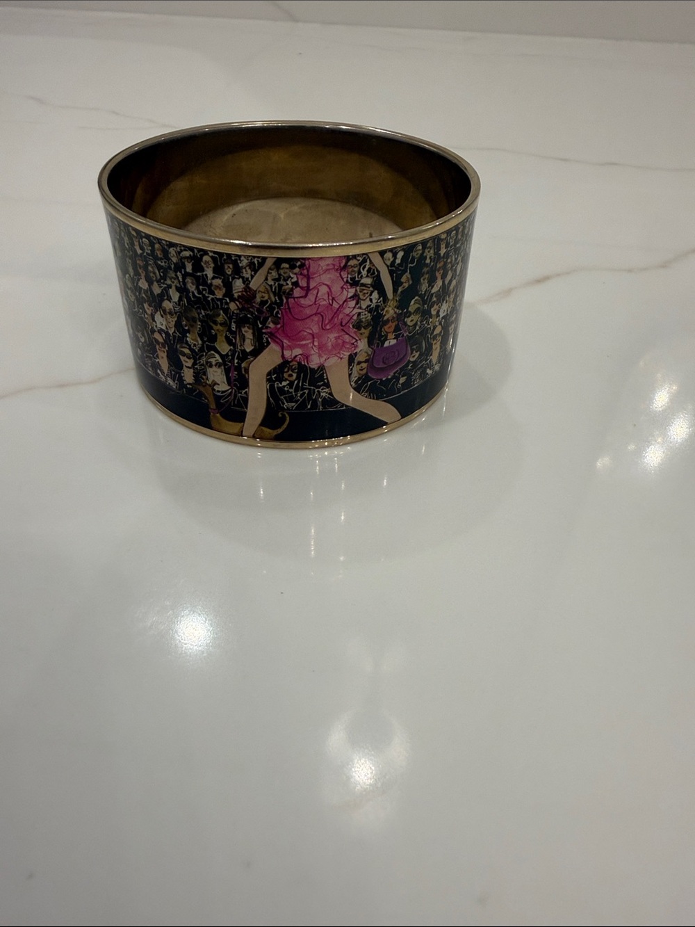 Henri Bendel Black Gold Graphic Cuff with Blue and Pink Accents - Picture 3 of 7
